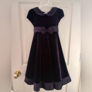 Elegant Velvet Purple Girls Dress